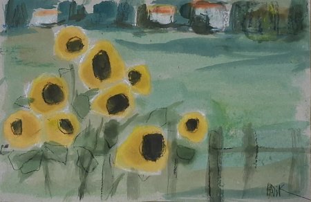 Landschaft mit Sonnenblumen
