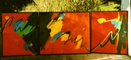 Triptychon in rot